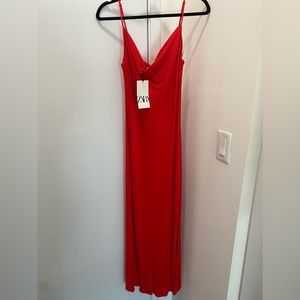 Zara long red formal dress